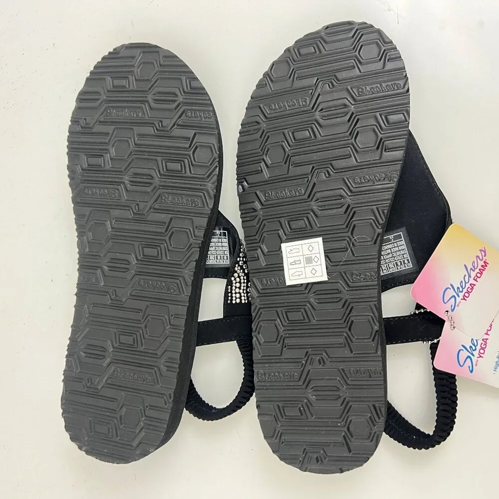 Skechers Yoga Meditation Moon Flip-Flop Sandals 32919 Black Jewell Beaded Size 9 - Picture 6 of 8
